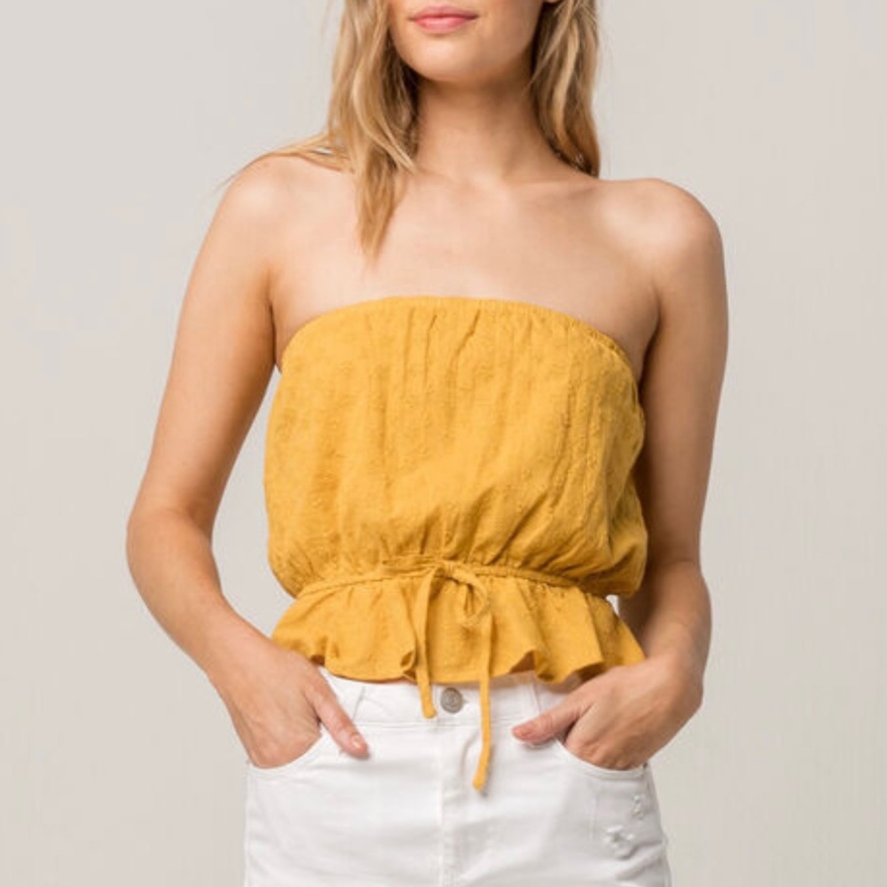 Ivy + Main Mustard Eyelet Tube Top